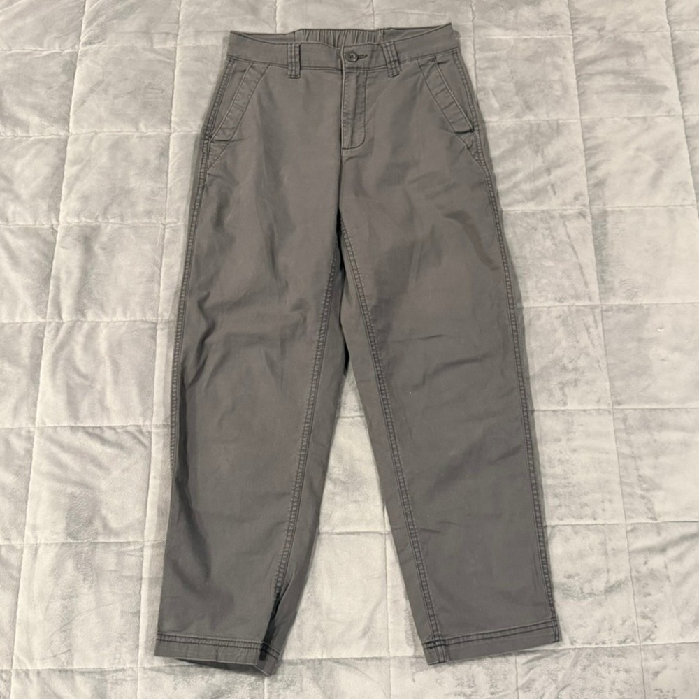 Old Navy OG Chino Pants Women XS Gray‎ Elastic Back Relaxed Fit Trousers Utility